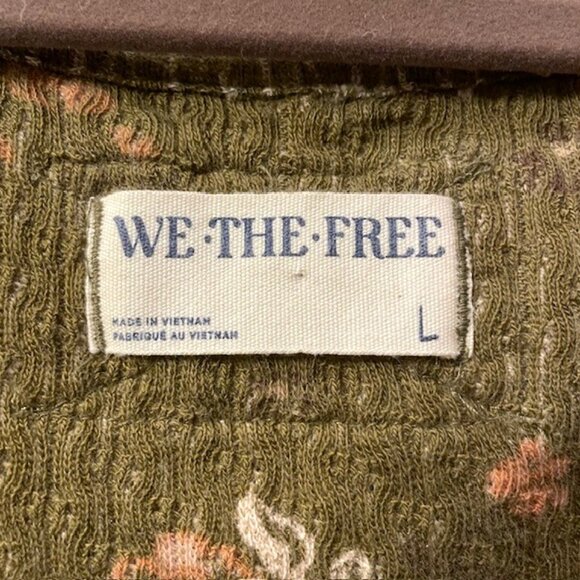 Free People We The Free Clover Floral Long Sleeve Thermal Shirt Size Large Green - Picture 11 of 16